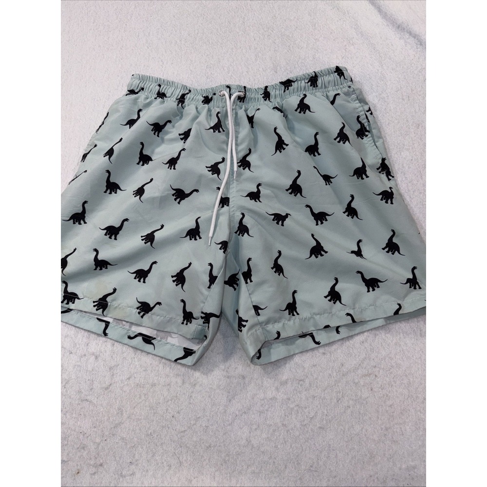 Shein Men Size Medium Board Shorts/swim‎ Trunks Dinosaur Theme Swim Summer EUC